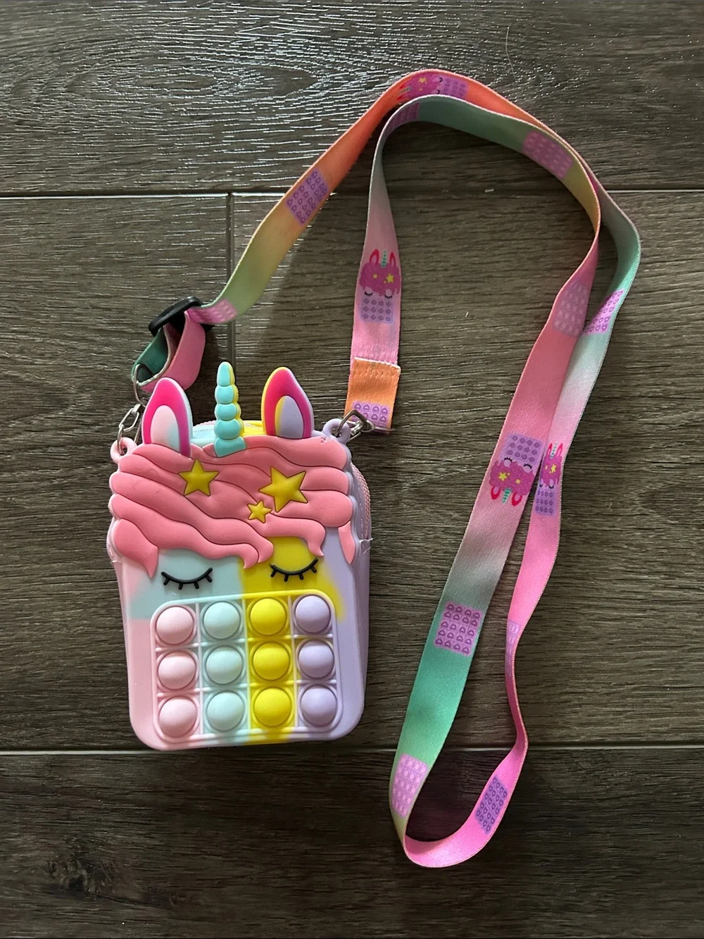 Kids Rainbow Pop-It Crossbody Bag and Pink Unicorn Pop-It Mini Purse